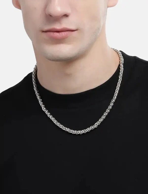 Unisex_Silver_Plated_Stainless_Steel_Chain