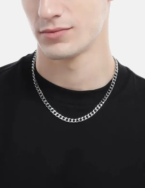 Unisex_Silver_Plated_Stainless_Steel_Link_Chain
