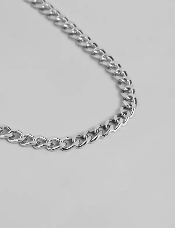 Unisex_Silver_Plated_Stainless_Steel_Link_Chain
