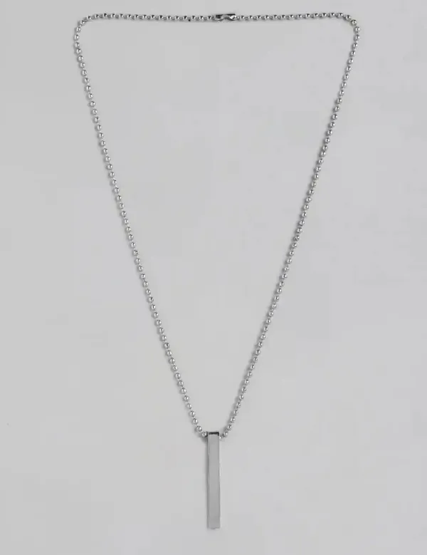 Unisex_Silver_Stainless_Steel_Bar_Pendant_Necklace_With_Chain