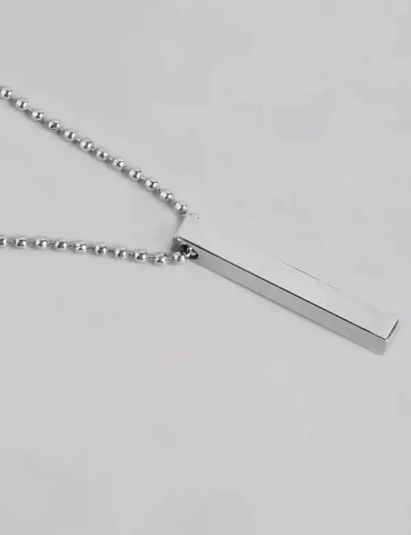 Unisex_Silver_Stainless_Steel_Bar_Pendant_Necklace_With_Chain