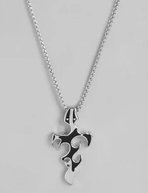 Unisex_Tribal_Fire_Cross_Anime_Enamelled_Pendant_With_Chain