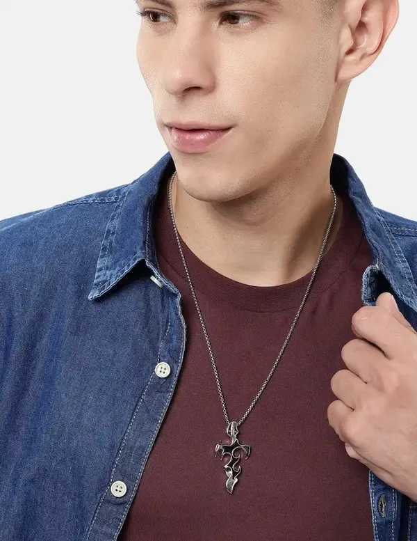 Unisex_Tribal_Fire_Cross_Anime_Enamelled_Pendant_With_Chain