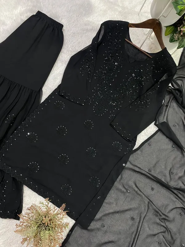 Elegant_Black_Georgette_Sharara_Set_with_Embroidered_Sequence_Work