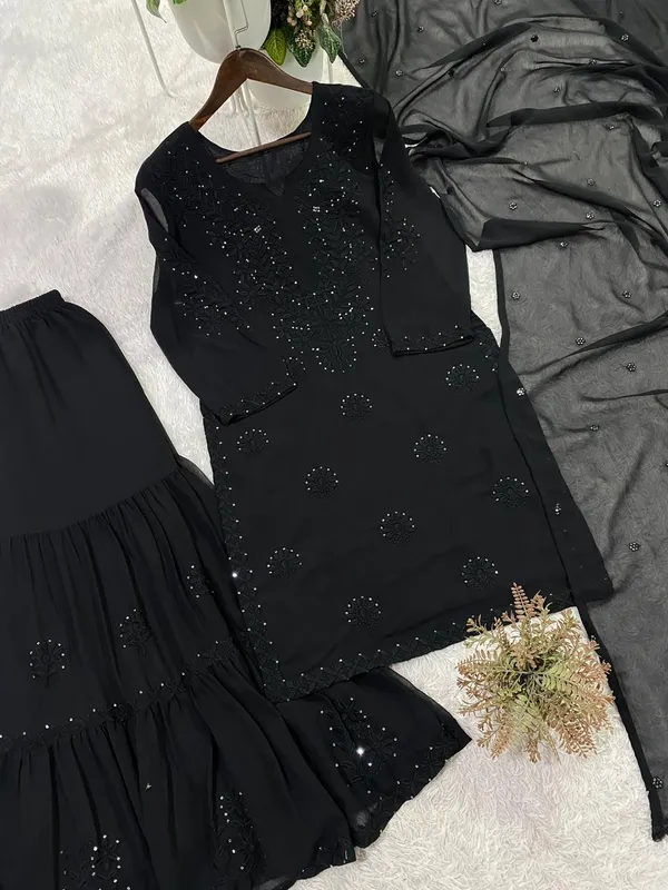 Elegant_Black_Georgette_Sharara_Set_with_Embroidered_Sequence_Work
