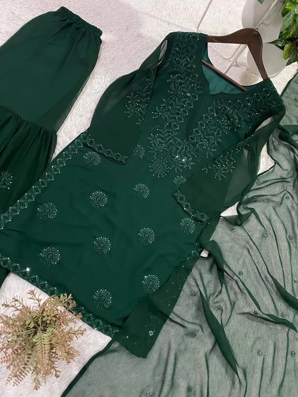 Elegant_Green_Georgette_Sharara_Set_with_Embroidered_Sequence_Work