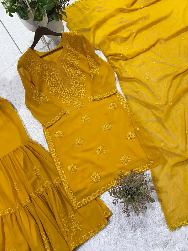 Elegant_Yellow_Georgette_Sharara_Set_with_Embroidered_Sequence_Work