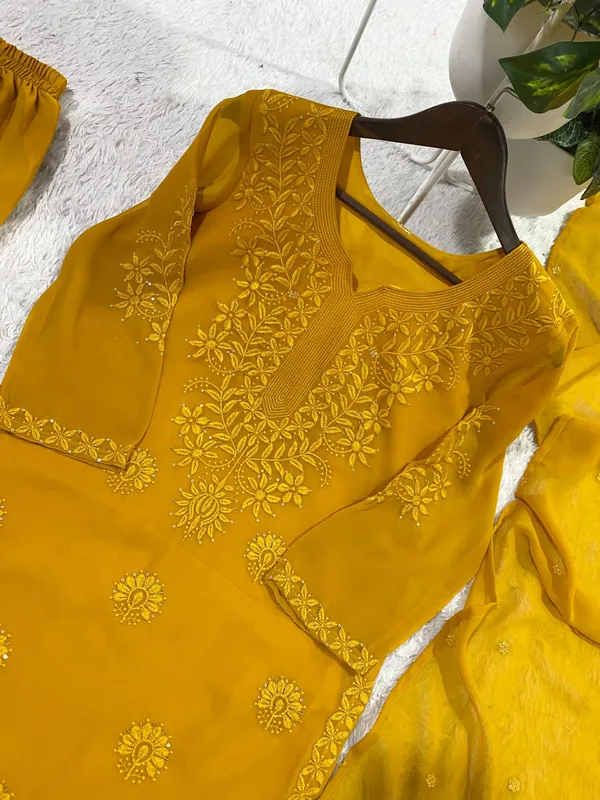 Elegant_Yellow_Georgette_Sharara_Set_with_Embroidered_Sequence_Work