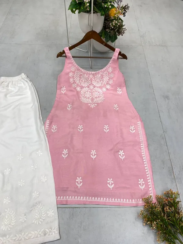 Pastel_Pink_Rayon_Lucknowi_Chikankari_Embroidered_Kurti_with_Plazzo_Set-_Perfect_Office_&_Casual_Wear