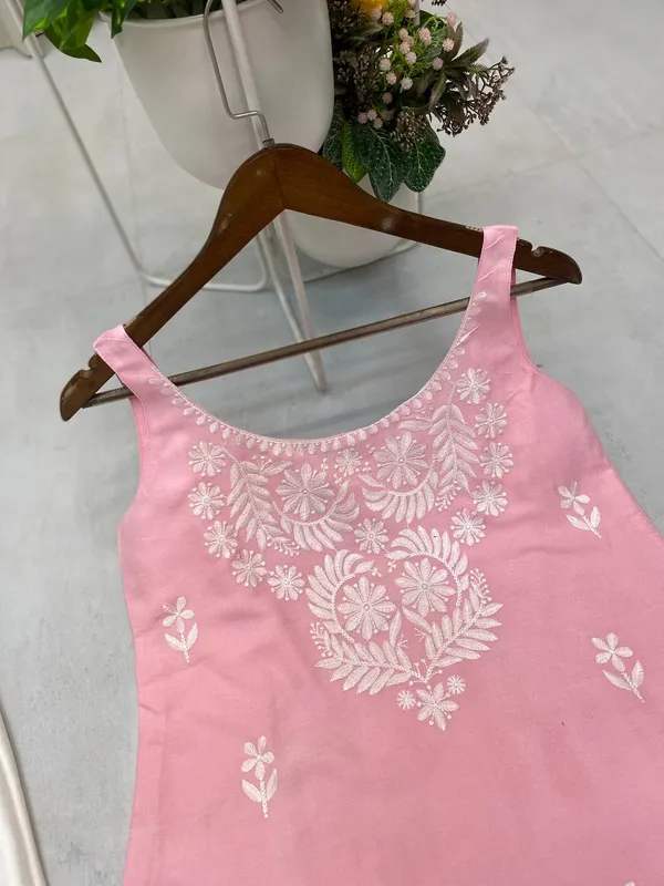 Pastel_Pink_Rayon_Lucknowi_Chikankari_Embroidered_Kurti_with_Plazzo_Set-_Perfect_Office_&_Casual_Wear
