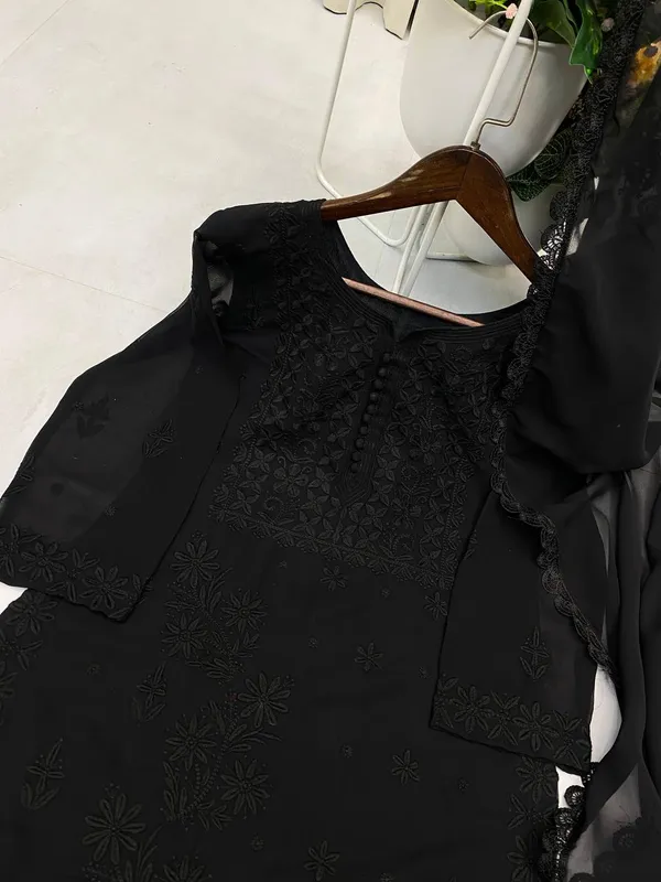 Premium_Black__Georgette_Chikankari_Hand_Embroidery_Kurti_with_Palazzo_&_Dupatta_Set