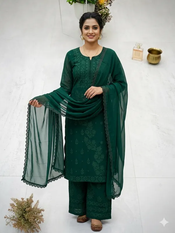Premium_Green__Georgette_Chikankari_Hand_Embroidery_Kurti_with_Palazzo_&_Dupatta_Set