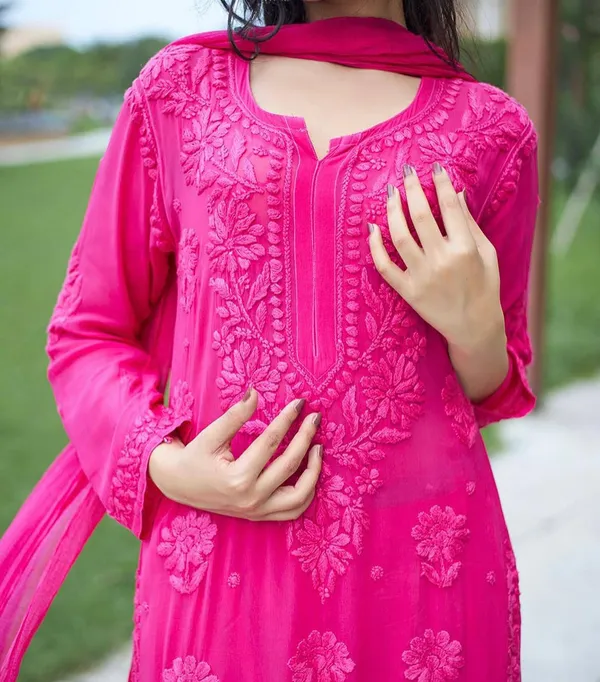 Premium_Magenta_Embroidered_Chikankari_Kurti_Set_with_Palazzo_&_Dupatta
