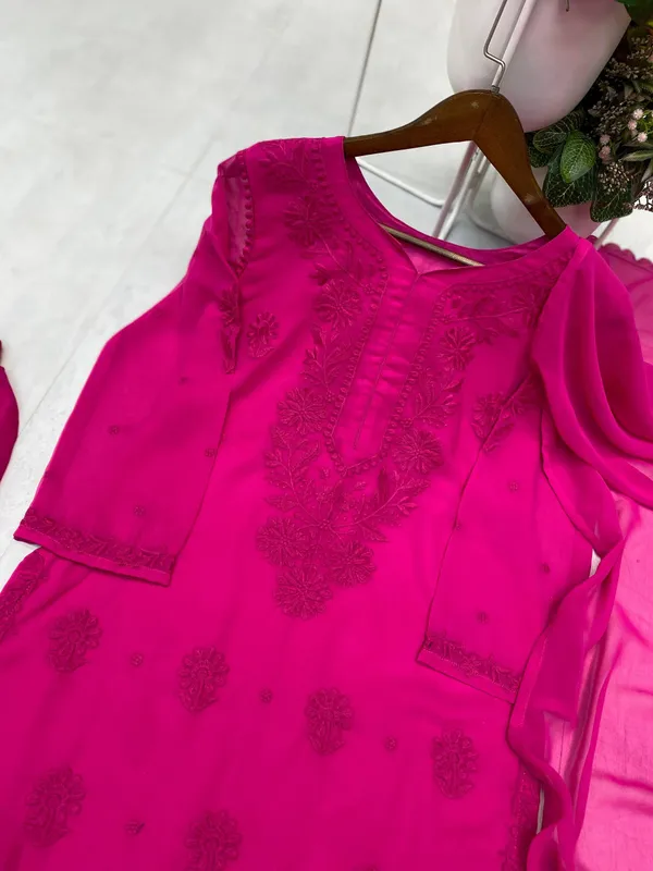 Premium_Magenta_Embroidered_Chikankari_Kurti_Set_with_Palazzo_&_Dupatta