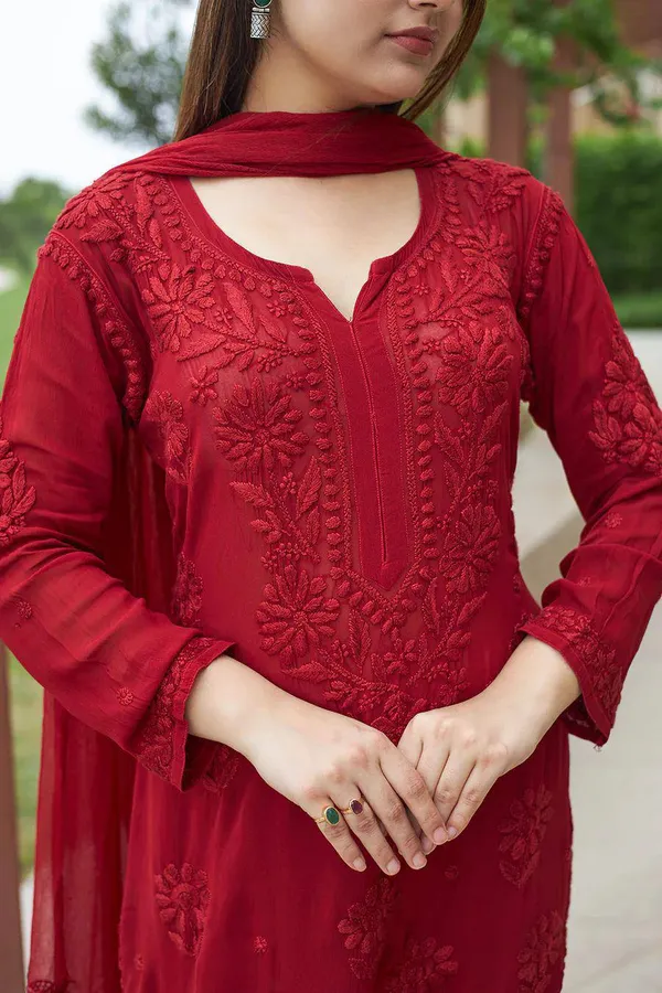 Premium_Red_Embroidered_Chikankari_Kurti_Set_with_Palazzo_&_Dupatta