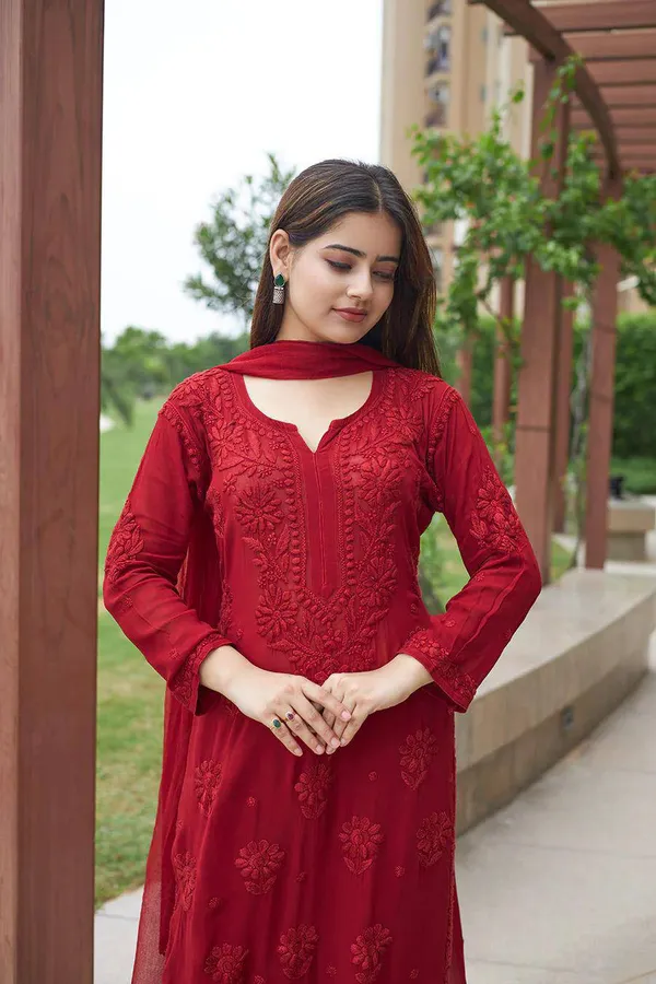Premium_Red_Embroidered_Chikankari_Kurti_Set_with_Palazzo_&_Dupatta