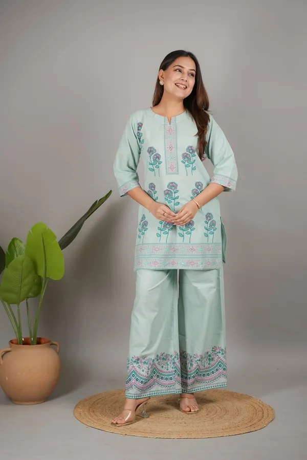 Premium_Sea-Green_Cotton_Floral_Printed_Co-ord_Set_with_Palazzo