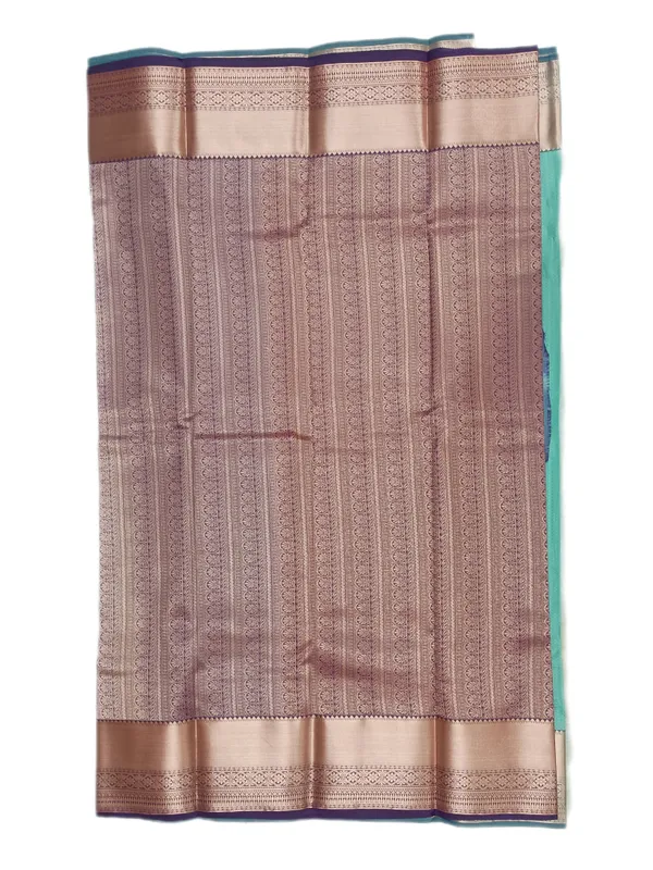 Seafoam_Green_With_Broad_Antique_Copper_Zari_Border_Pure_Soft_Silk_Saree_With_Blouse