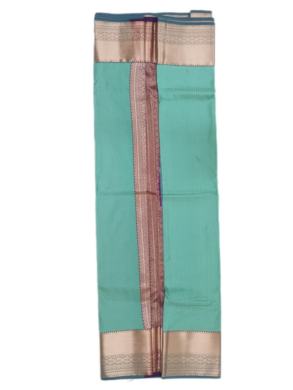 Seafoam_Green_With_Broad_Antique_Copper_Zari_Border_Pure_Soft_Silk_Saree_With_Blouse
