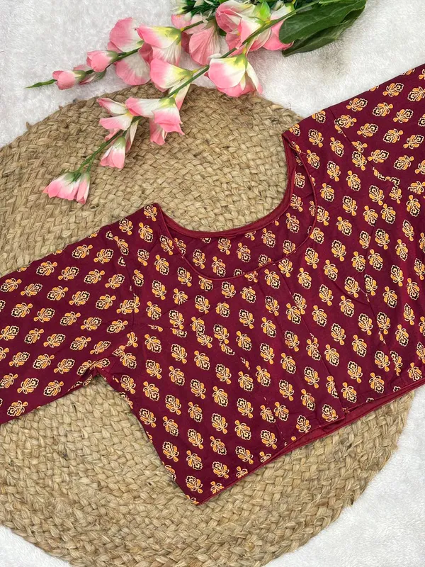 Pure_Cotton_Ready_made_Blouse_-_Maroon_color