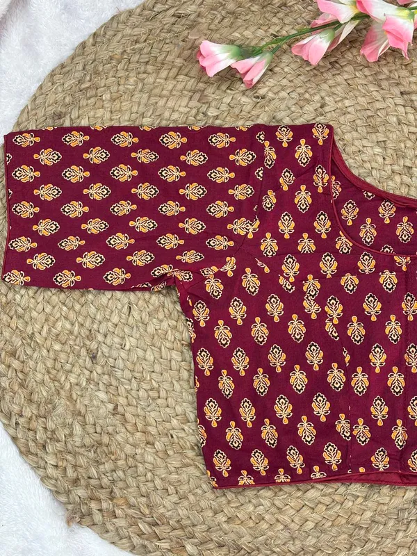 Pure_Cotton_Ready_made_Blouse_-_Maroon_color