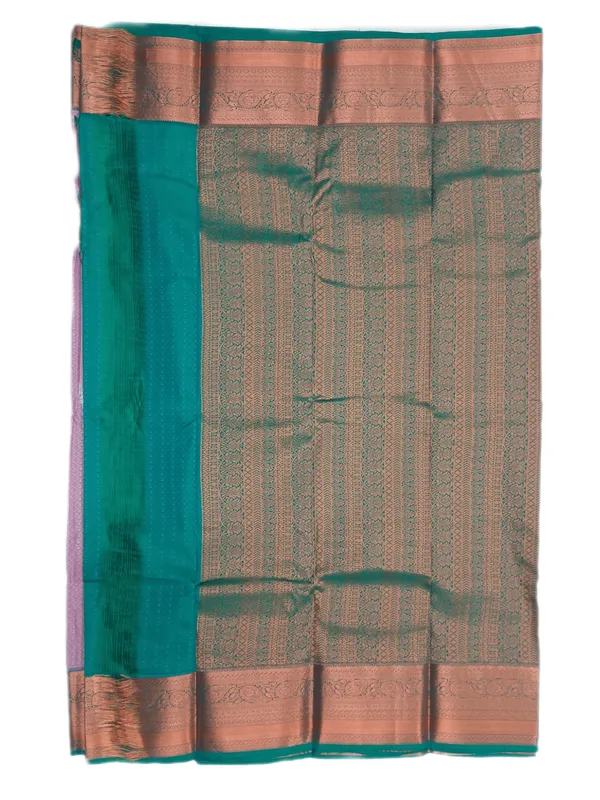 Blush_Mauve_With_Emerald_Green_Contrast_Border_Pure_Kanjivaram_Soft_Silk_Saree_With_Blouse