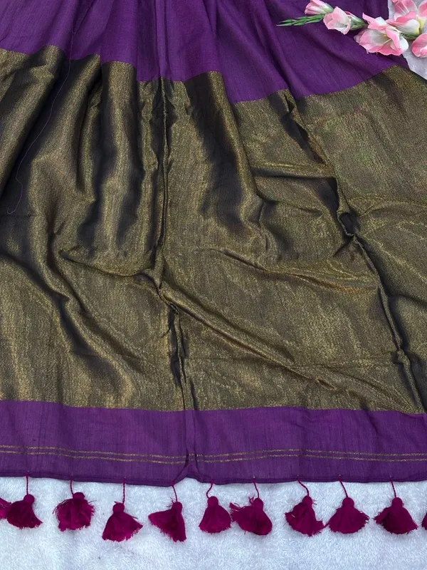 Khadi_cotton_saree_with_Blouse_-_Deep_amethyst-purple_with_golden_lagdi_pallu_work