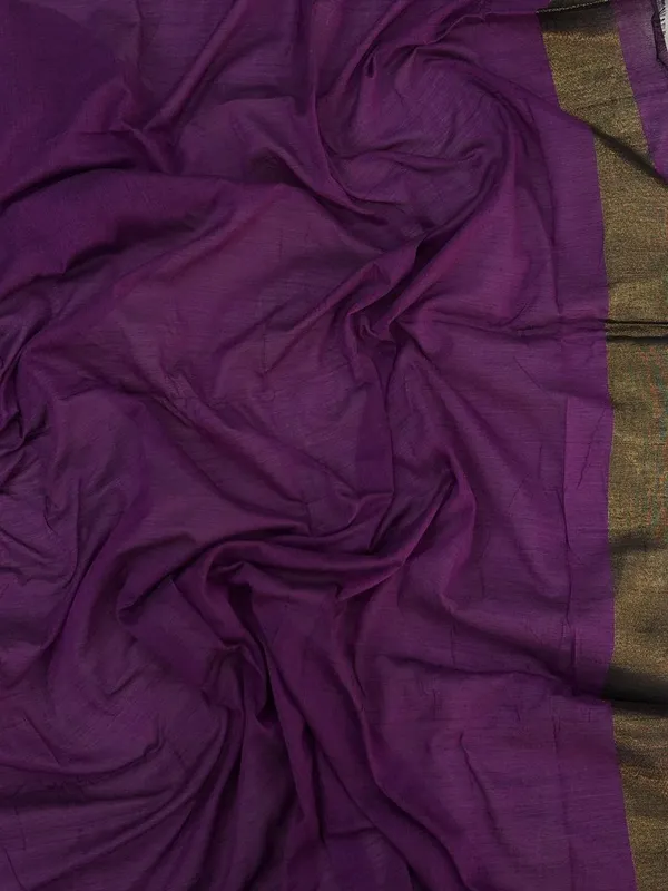 Khadi_cotton_saree_with_Blouse_-_Deep_amethyst-purple_with_golden_lagdi_pallu_work