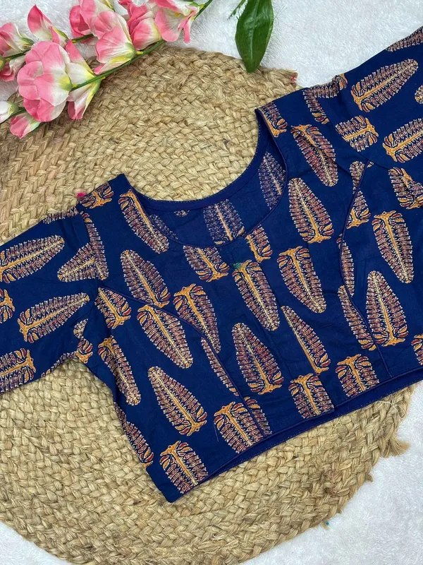 Pure_Cotton_Ready_made_Blouse_-_Navy_blue_color