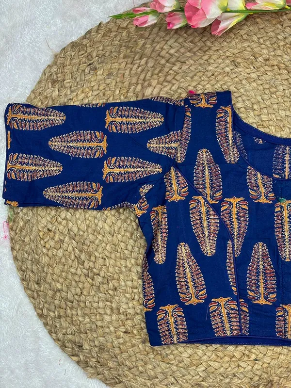 Pure_Cotton_Ready_made_Blouse_-_Navy_blue_color