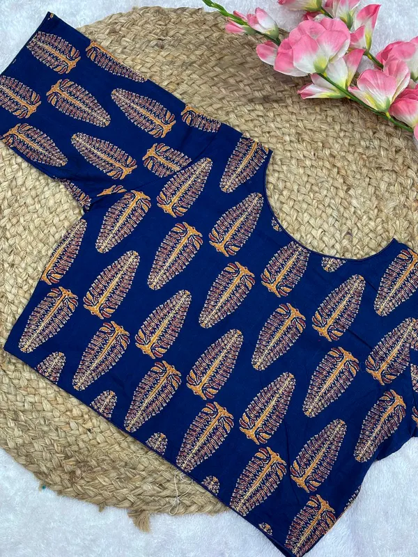 Pure_Cotton_Ready_made_Blouse_-_Navy_blue_color