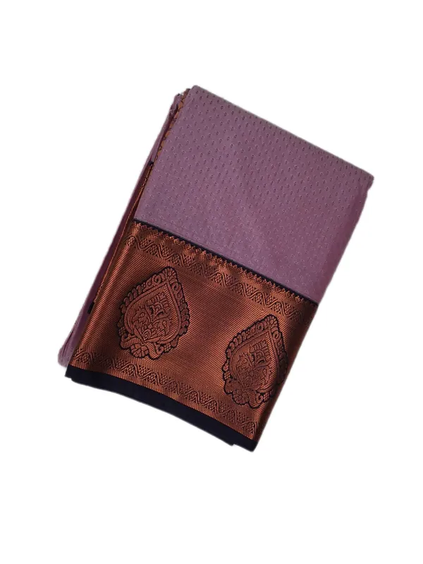 Pink_Lavender_With_Antique_Copper_Zari_Border_With_Paisley_Motifs_Pure_Soft_Silk_Saree_With_Blouse