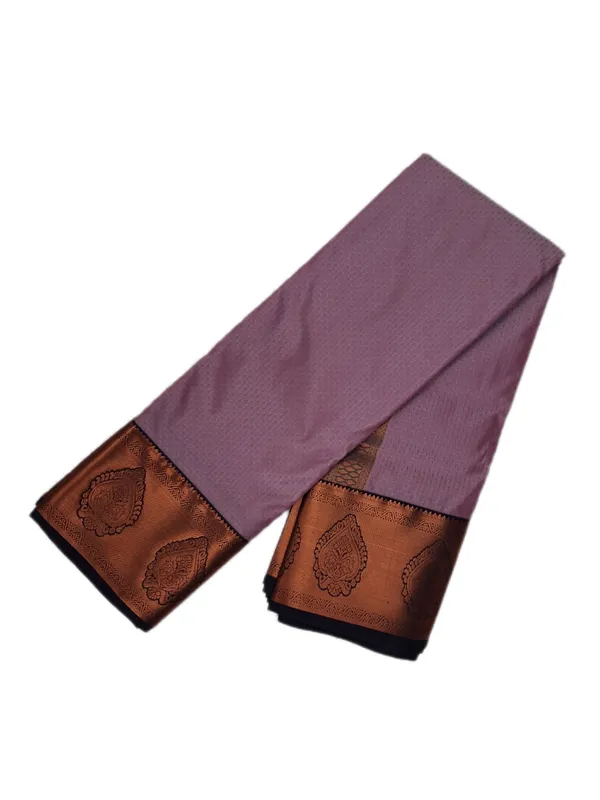 Pink_Lavender_With_Antique_Copper_Zari_Border_With_Paisley_Motifs_Pure_Soft_Silk_Saree_With_Blouse