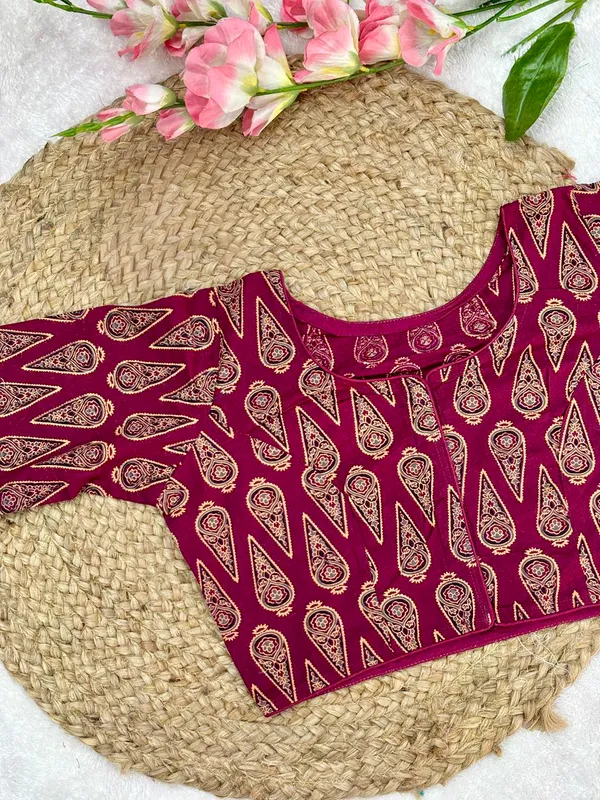 Pure_Cotton_Ready_made_Blouse_-_Maroon_color