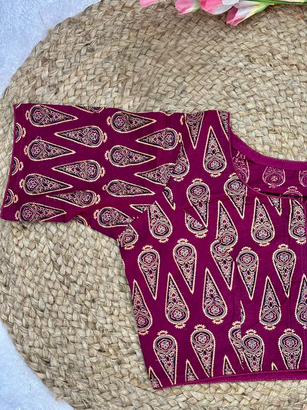 Pure_Cotton_Ready_made_Blouse_-_Maroon_color