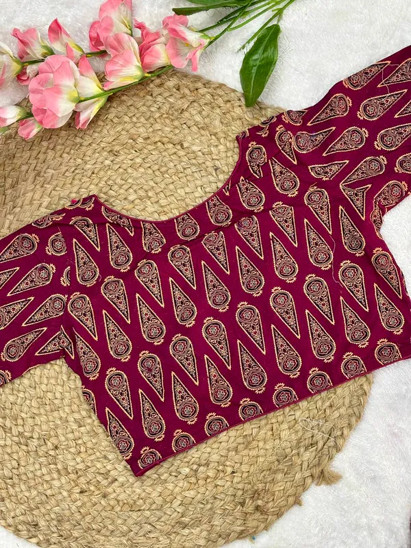 Pure_Cotton_Ready_made_Blouse_-_Maroon_color