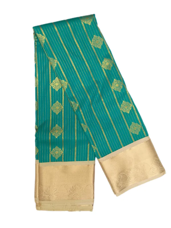 Jewel_Emerald_Green_With_Rich_Gold_Zari_Pure_Kanjivaram_Soft_Silk_Saree_With_Blouse