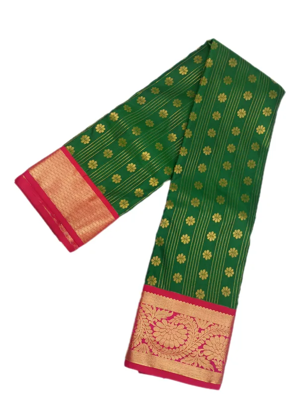 Emerald_Green_With_Rani_Pink_Grand_Zari_Border_Pure_Kanjivaram_Soft_Silk_Saree_With_Blouse