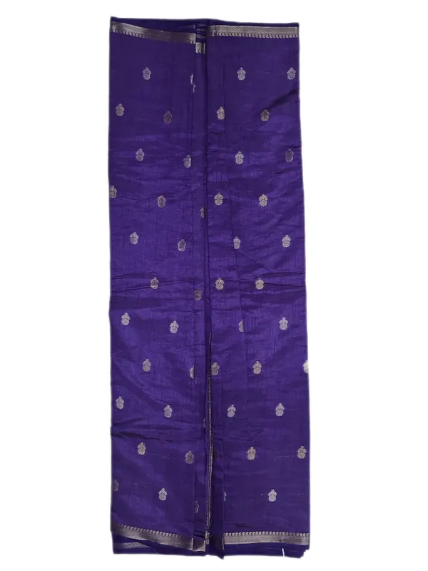 Deep_Violet_Royal_Purple_With_Minimal_Silver_And_Gold_Zari_Buttas_And_Antique_Silver_Zari_Border_Fancy_Soft_Silk_Saree_With_Blouse