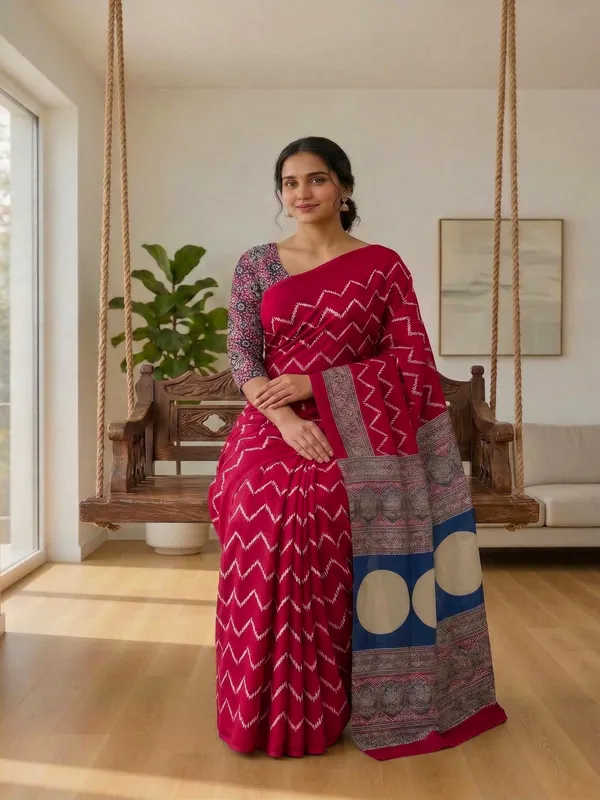 Modal_Silk_with_Block_Print_saree_with_Blouse_-_Pink,_ivory,_deep_navy,_indigo_&_muted_teal