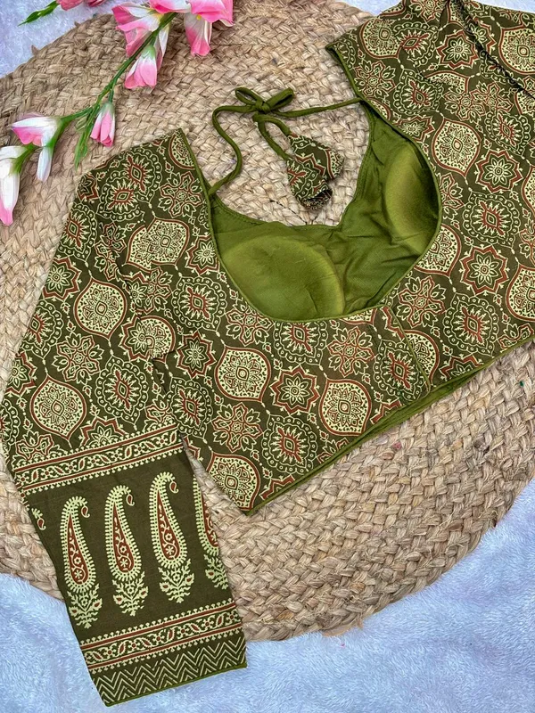 Pure_Cotton_Ready_made_Blouse_-_Mahendi_green_color