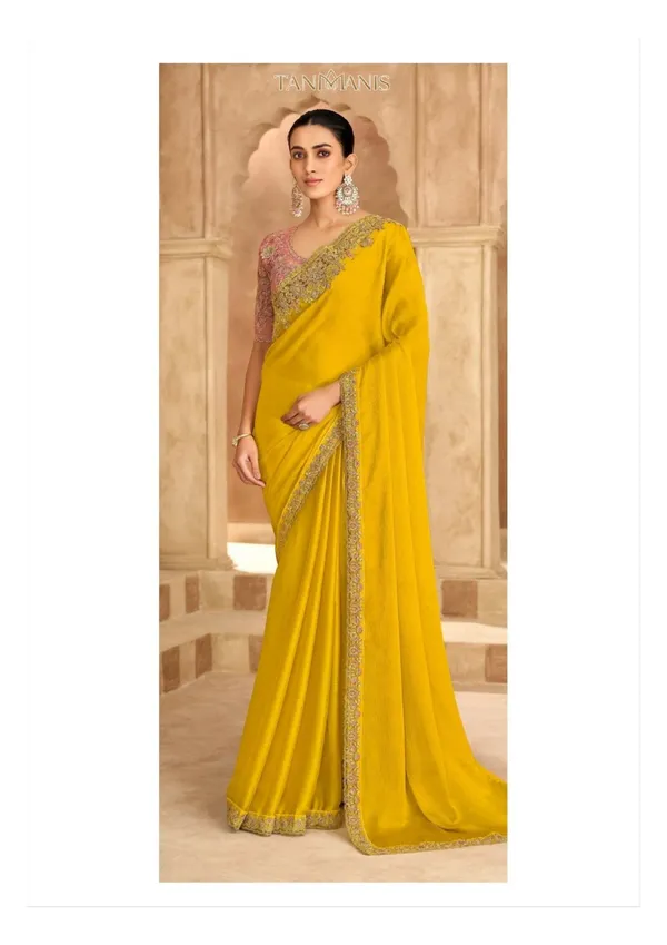 Fancy_Tissue_georgette_Saree_with_Blouse_-_Regal_Mustard_Gold_with_Blush_Pink_Accents