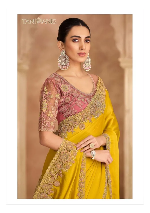 Fancy_Tissue_georgette_Saree_with_Blouse_-_Regal_Mustard_Gold_with_Blush_Pink_Accents