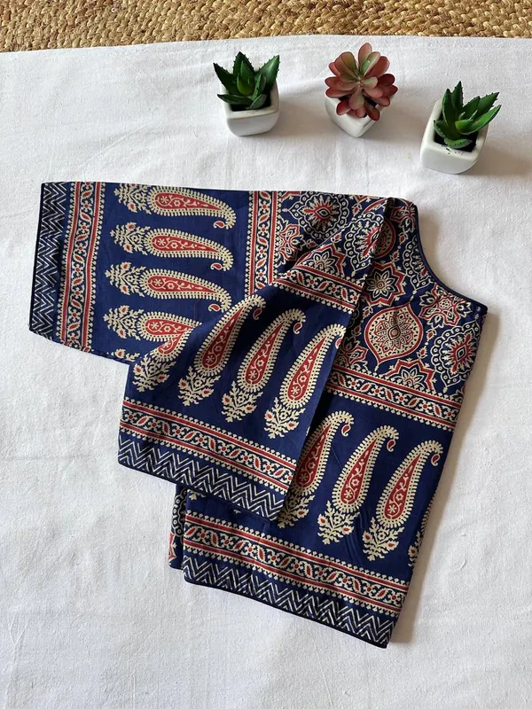 Pure_Cotton_Ready_made_Blouse_-_Navy_blue_color