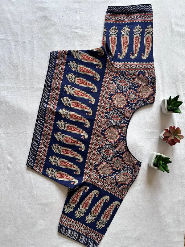 Pure_Cotton_Ready_made_Blouse_-_Navy_blue_color