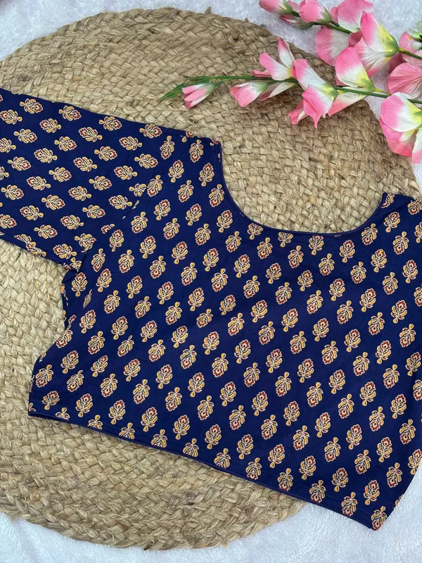 Pure_Cotton_Ready_made_Blouse_-_Navy_blue_color