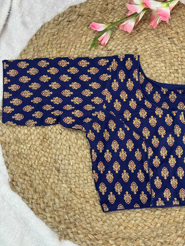 Pure_Cotton_Ready_made_Blouse_-_Navy_blue_color