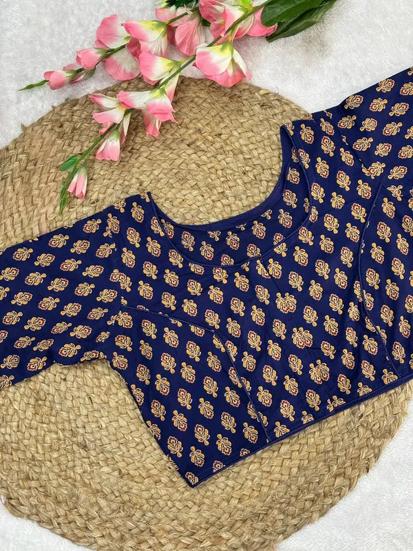 Pure_Cotton_Ready_made_Blouse_-_Navy_blue_color