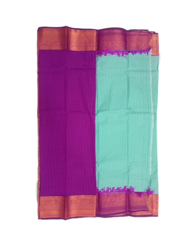 Mint_Aqua_With_Royal_Magenta_Contrast_Border_Pure_Kanjivaram_Soft_Silk_Saree_With_Blouse