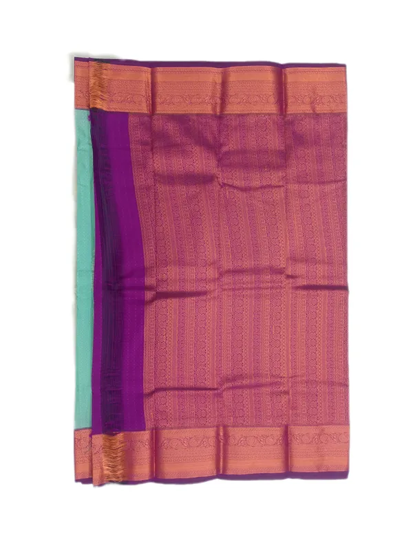 Mint_Aqua_With_Royal_Magenta_Contrast_Border_Pure_Kanjivaram_Soft_Silk_Saree_With_Blouse